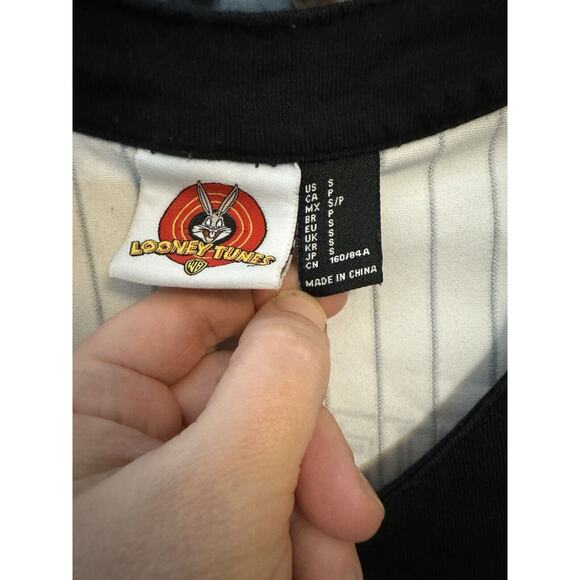 RARE VTG Looney Tunes Logo Baseball Jersey Shirt Small Mens Bugs Bunny Daffy - Picture 3 of 6